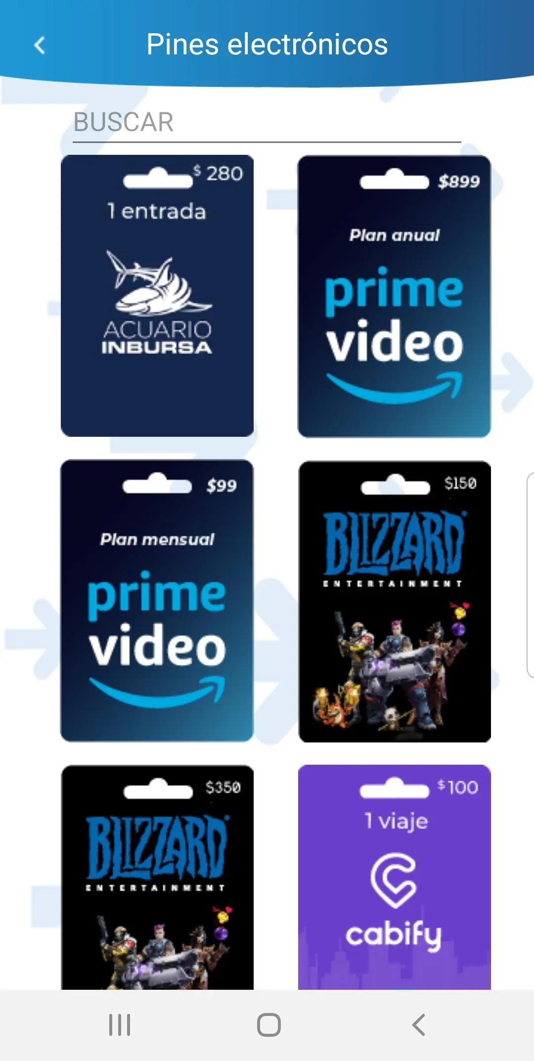 Sistema para venta de tarjetas de regalo